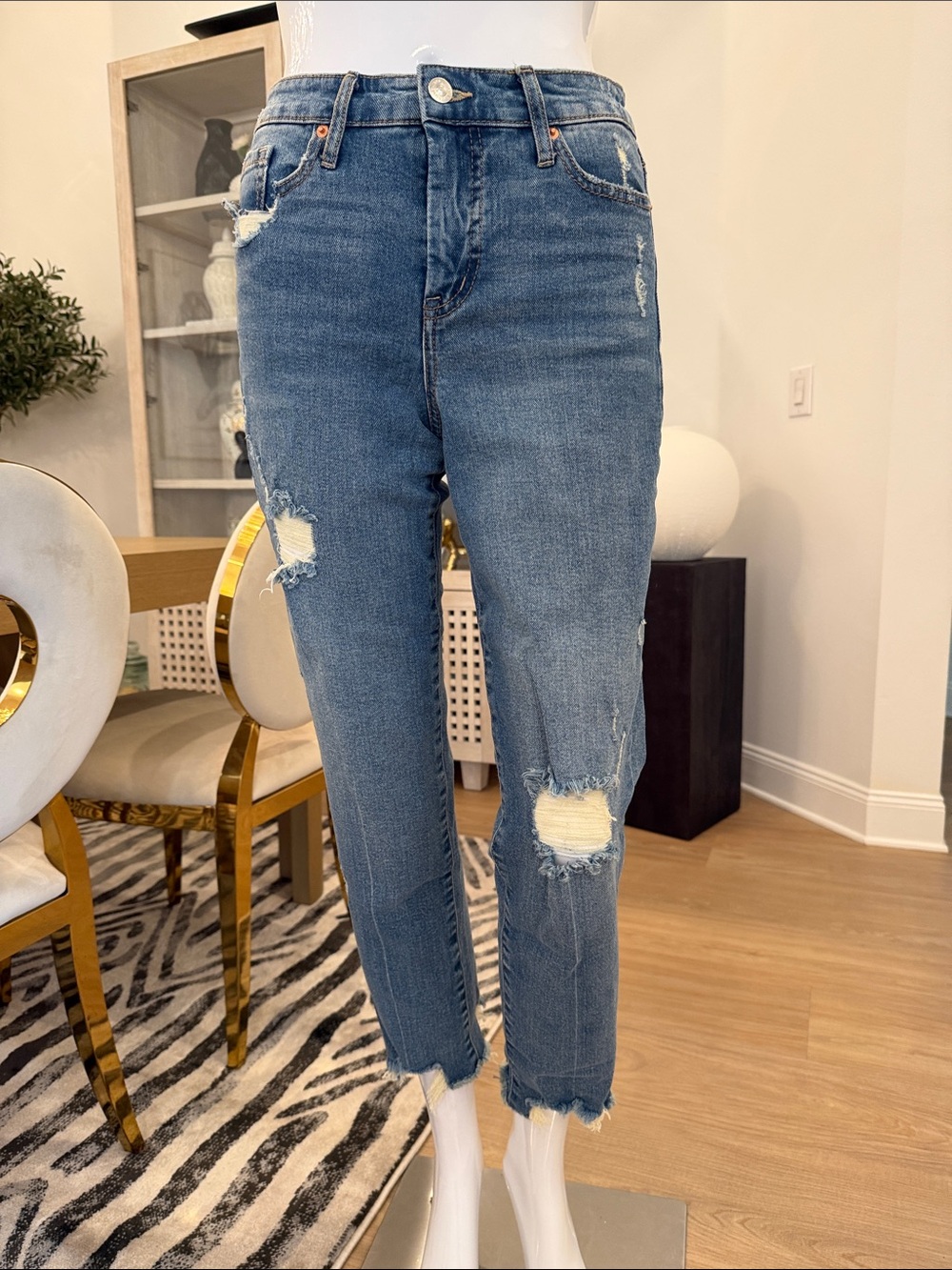 Classic High-Rise Distressed Women’s Jeans - Blue